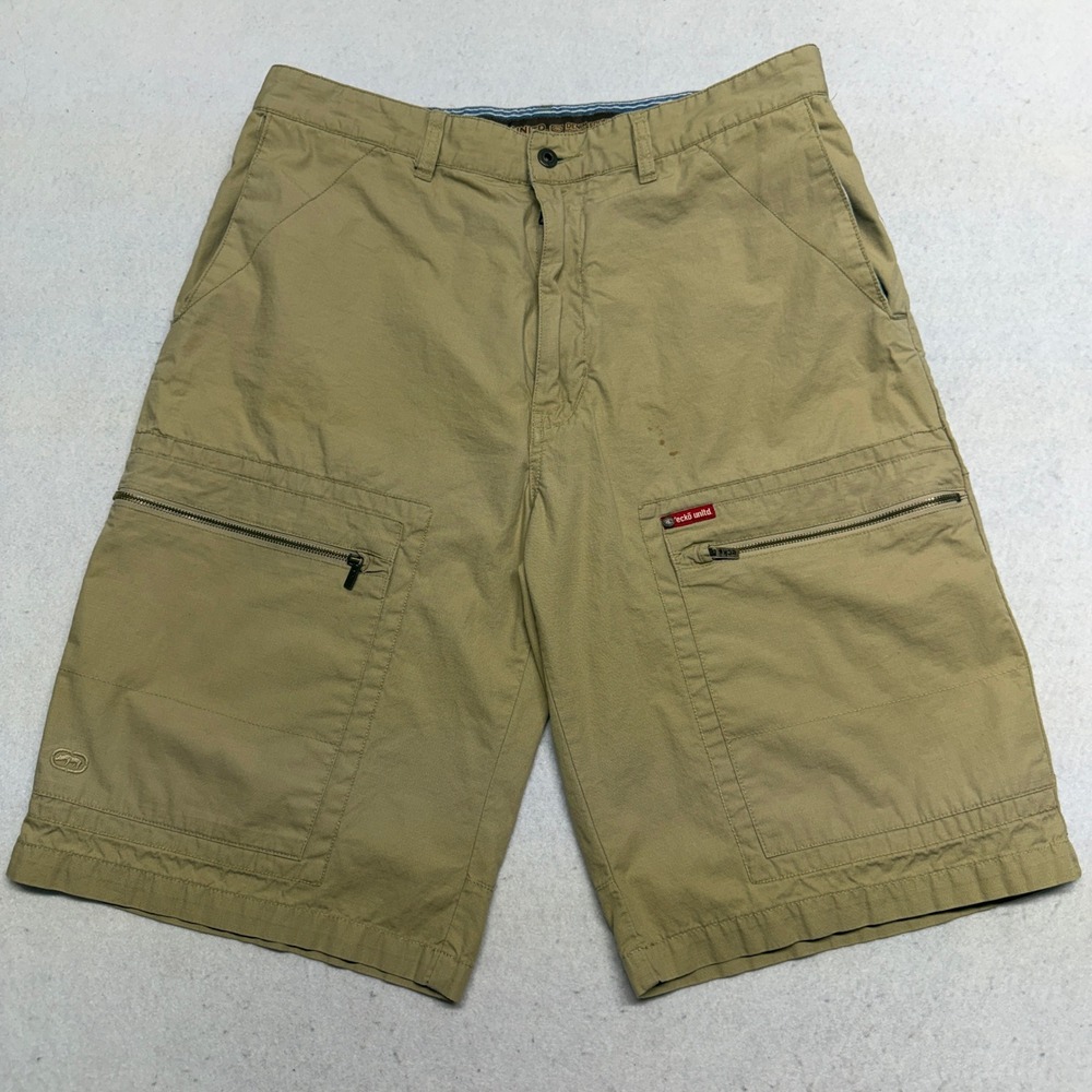 Ecko Unltd Fully Loaded Cargo Shorts Tan Ripstop Baggy Y2K Skater Mens 36